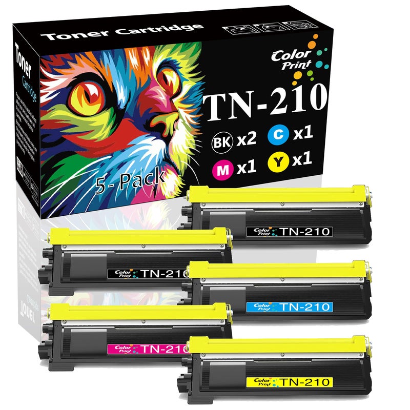 ColorPrint Compatible Toner Cartridge Replacement for Brother TN210 TN-210 TN210BK Work with DCP-9010CN HL-3070CW 3075CW 3040CN 3045CN MFC-9010CN 9125CN 9325CW Printer (2BK, 1C, 1M, 1Y, 5-Pack) - Image 1